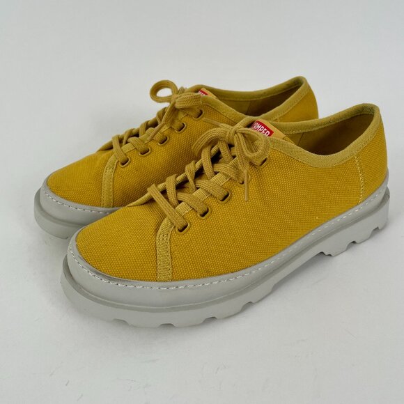 Camper Brutus Yellow Canvas Lace-Up Sneakers, Size 9 - Picture 1 of 12